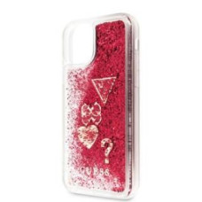 Guess Aizmugurējais vāciņš Guess Apple iPhone 11 Pro Glitter Hearts Cover Rapsberry