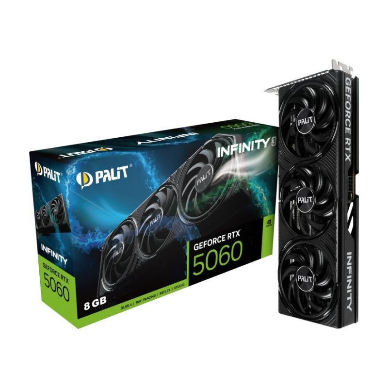 Palit Grafiskās karte / Video kartes Palit  Graphics Card||NVIDIA GeForce RTX 5060|8 GB|GDDR7|128 bit|PCIE 5.0 16x|Triple slot Fansink|1xHDMI|3xDisplayPort|NE75060019P1-GB2063S