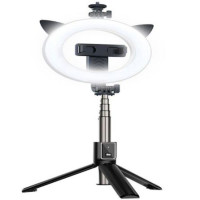 Ilike Selfie nūja iLike  SELFIE HANDLE TRIPOD AND RING LIGH BLUETOOTH Black
