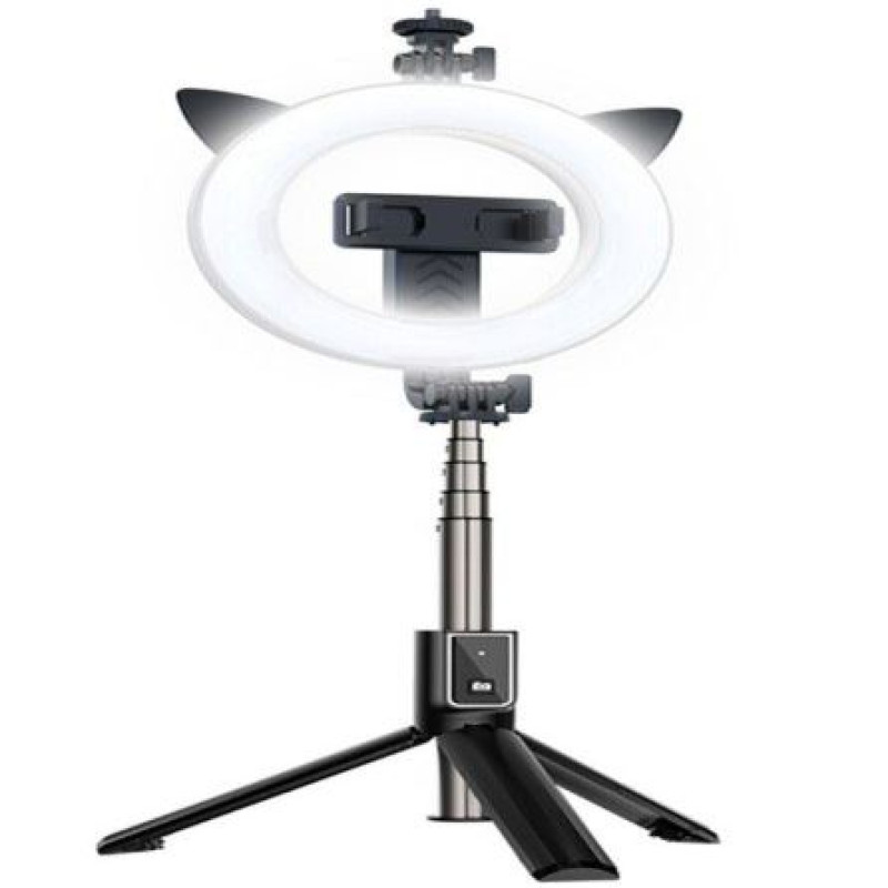 Ilike Selfie nūja iLike  SELFIE HANDLE TRIPOD AND RING LIGH BLUETOOTH Black