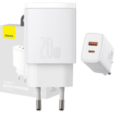 Baseus Adapteris Baseus  Baseus Compact Quick Charger, USB, USB-C, 20W (white)
