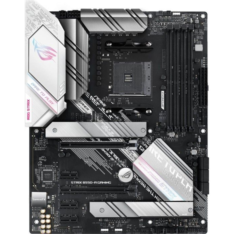 Asus Pamatplate Intel procesorsiem Asus  ROG STRIX B550-A GAMING Processor family AMD, Processor socket AM4, DDR4 DIMM, Memory slots 4, Supported hard disk drive interfaces 	SATA, M.2, Number of SATA connectors 6, Chipset AMD B550, ATX