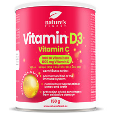 Nature's finest Vitamin D3 + Vitamin C. Augstas absorbcijas un dozācijas C un D3 vitamīns. Ar citronu garšu, bez cukura. 150g