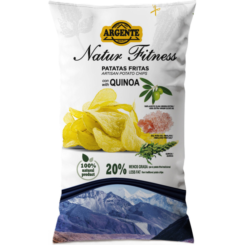 PAPAS ARGENTE Natur Fitness kartpeļu čipsi ar Himalaju sāli un kvinoju 150g
