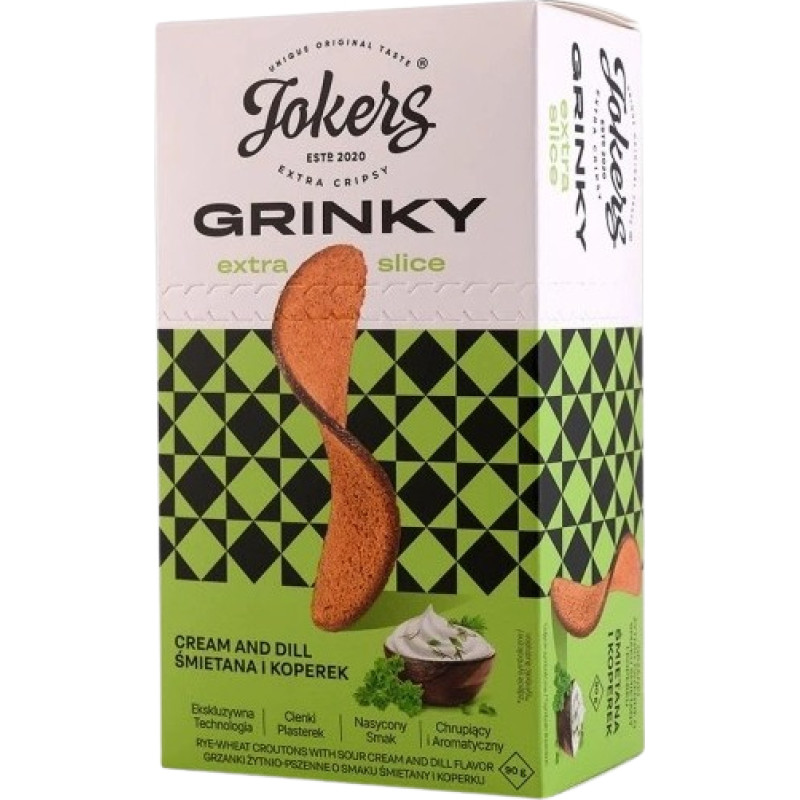 JOKERS GRINKY grauzdiņi ar skābā krējuma un diļļu garšu 90 g