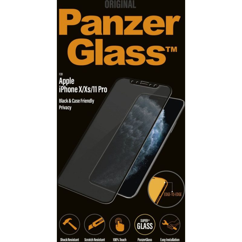 Panzerglass Aizmugurējais vāciņš PanzerGlass  P2664 Apple, iPhone X/Xs/11 Pro, Tempered glass, Black, Case friendly with Privacy filter