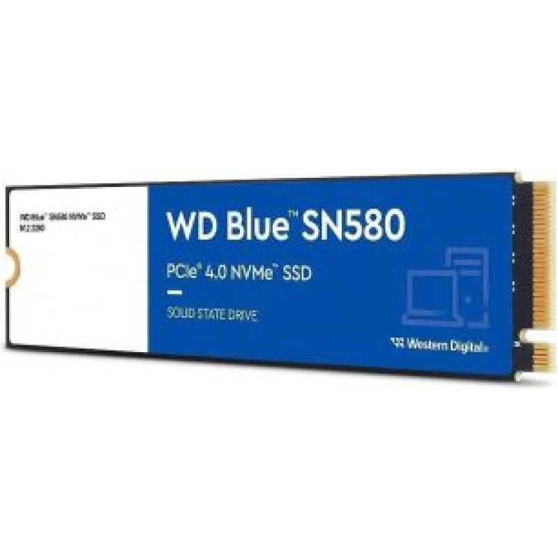 Western Digital Cietais disks SSD Western Digital  SSD||Blue SN580|500GB|M.2|PCIe Gen4|NVMe|TLC|Write speed 3600 MBytes/sec|Read speed 4000 MBytes/sec|2.38mm|TBW 300 TB|MTBF 1500000 hours|WDS500G3B0E