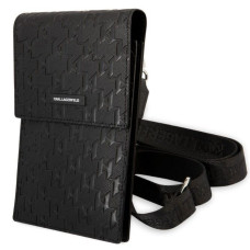 Karl Lagerfeld Maciņš universāla kabata Karl Lagerfeld Universal Saffiano Monogram Wallet Phone Bag Black