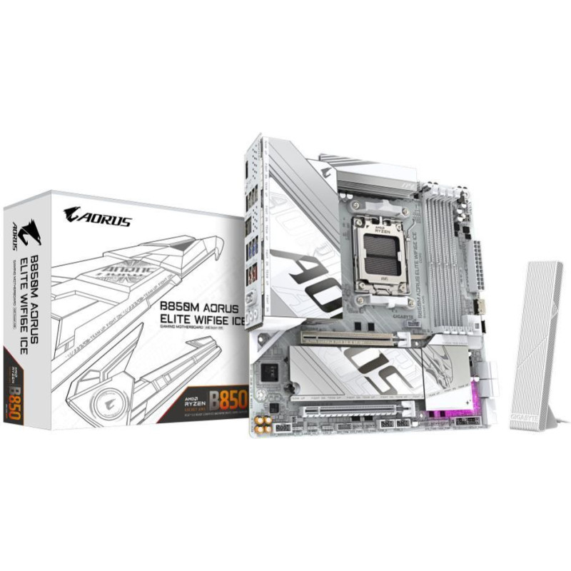 Gigabyte Pamatplate AMD procesorsiem Gigabyte  Mainboard||SAM5|Micro-ATX|Memory DDR5|Memory slots 4|1xPCI-Express 3.0 16x|1xPCI-Express 5.0 16x|2xM.2|1xHDMI|1xDisplayPort|4xUSB 2.0|7xUSB 3.2|2xUSB-C|1xOptical S/PDIF|1xRJ45|2xAudio port|B850MAELTWF6EICE