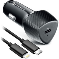 Forcell Auto Aksesuāri  Forcell  FORCELL F-ENERGY Carbon CC50-1C car charger Type C + cable Type C to Lightning PD 3A 20W black