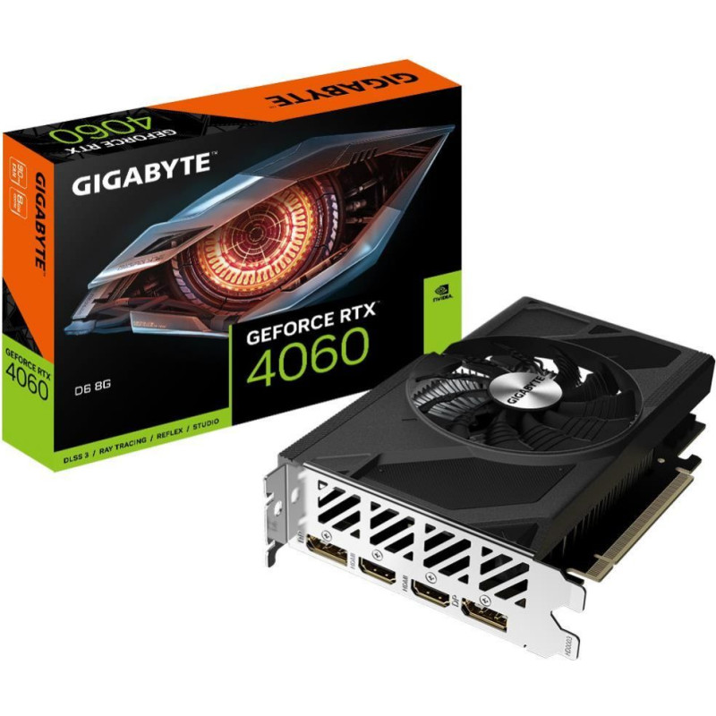 Gigabyte Grafiskās karte / Video kartes Gigabyte  Graphics Card||NVIDIA GeForce RTX 4060|8 GB|GDDR6|128 bit|PCIE 4.0 16x|Dual Slot Fansink|2xHDMI|2xDisplayPort|GV-N4060D6-8GD