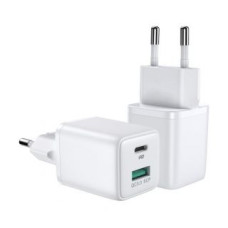 Joyroom Adapteris Joyroom  Joyroom wall charger (EU plug) USB / USB Type C 30W Power Delivery QuickCharge 3.0 AFC FCP white (L-QP303)