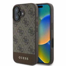 Guess Aizmugurējais vāciņš Guess Apple iPhone 16 PU 4G Stripe Case Brown