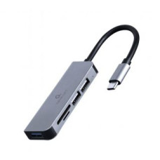 Gembird Parveidotājs Gembird  I/O HUB USB-C 3PORT+CR/UHB-CM-CRU3P1U2P2-01