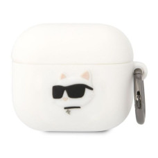 Karl Lagerfeld Maciņš austiņām Karl Lagerfeld Apple Airpods 3 Logo NFT Choupette Head Silicone Case White
