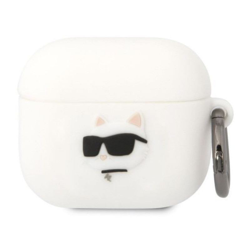 Karl Lagerfeld Maciņš austiņām Karl Lagerfeld Apple Airpods 3 Logo NFT Choupette Head Silicone Case White