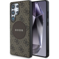Guess Aizmugurējais vāciņš Guess Samsung Galaxy S25 Ultra Etui 4G Round Patch Classic Logo MagSafe Brown