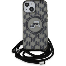Karl Lagerfeld Aizmugurējais vāciņš Karl Lagerfeld - Karl Lagerfeld IML Monogram Crossbody K&CH Heads MagSafe Case for iPhone 15 Black