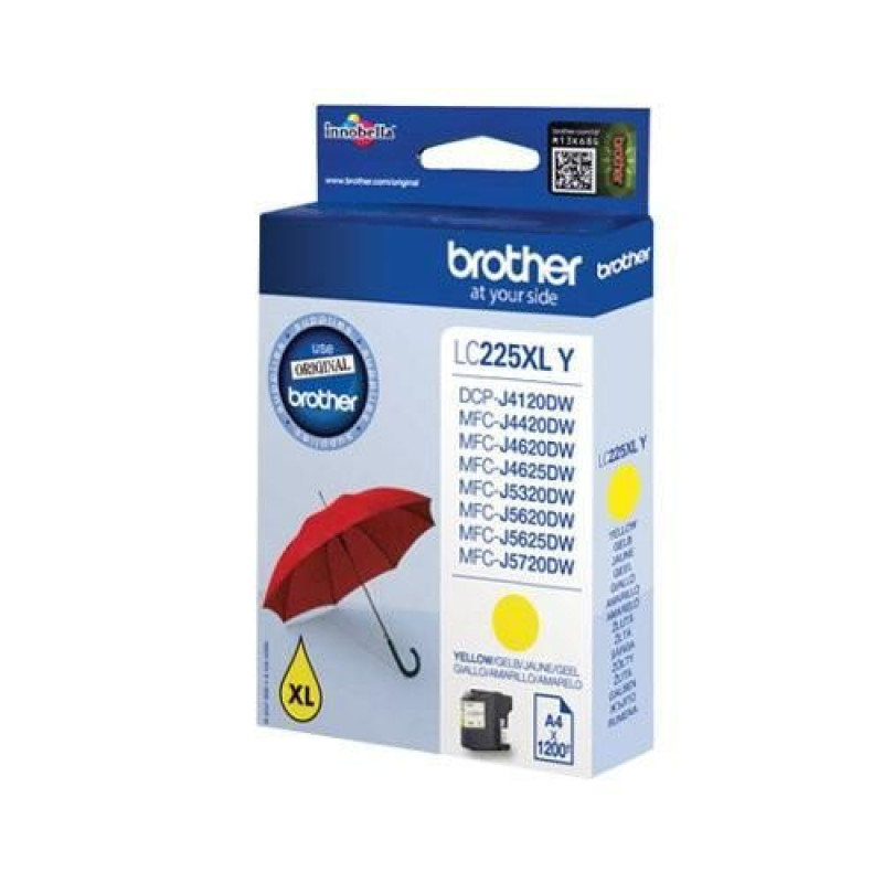 Brother Aksesuāri un izejmateriāli Brother  LC225XLY Ink Cartridge, Yellow