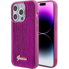 Guess Aizmugurējais vāciņš Guess - Guess Sequin Script Logo Case for iPhone 15 Magenta
