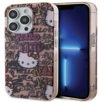 Hello Kitty Aizmugurējais vāciņš Hello Kitty Apple iPhone 15 Pro 6.1 hardcase IML Tags Graffiti Pink