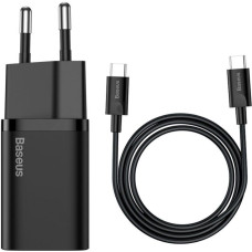 Baseus Adapteris Baseus  Baseus Super Si fast charger Quick Charge 3.0 Power Delivery 25W 3A + Cable USB Type C - USB Type C 3A 1m black (TZCCSUP-L01)