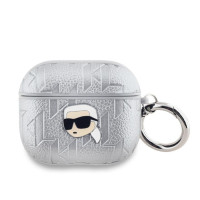 Karl Lagerfeld Maciņš austiņām Karl Lagerfeld Apple AirPods 3 PU Embossed Karl Head Case Silver