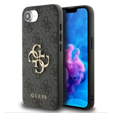Guess Aizmugurējais vāciņš Guess Apple iPhone 16e / SE4 PU 4G Metal Logo Case Grey