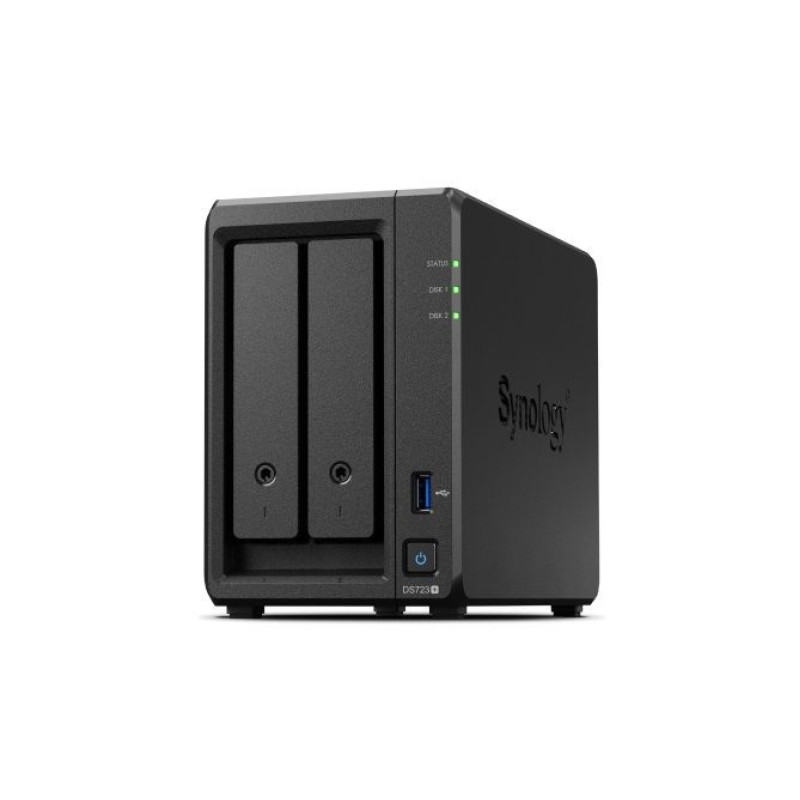 Synology Zibatmiņa Synology  DS723+ 2-bay/AMD Ryzen R1600/2-core 2.6 (base)/3.1 (turbo) GHz/2GB DDR4/2 x 3.5