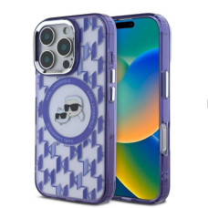 Karl Lagerfeld Aizmugurējais vāciņš Karl Lagerfeld Apple iPhone 16 Pro IML Monogram K&CH Heads MagSafe Case Blue