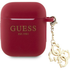 Guess Aizmugurējais vāciņš Guess Apple Airpods 1/2 Case Silicone Classic Logo Gold With 4G Charm Magenta