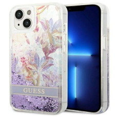 Guess Aizmugurējais vāciņš Guess Apple iPhone 14 6,1 hardcase Flower Liquid Glitter Purple
