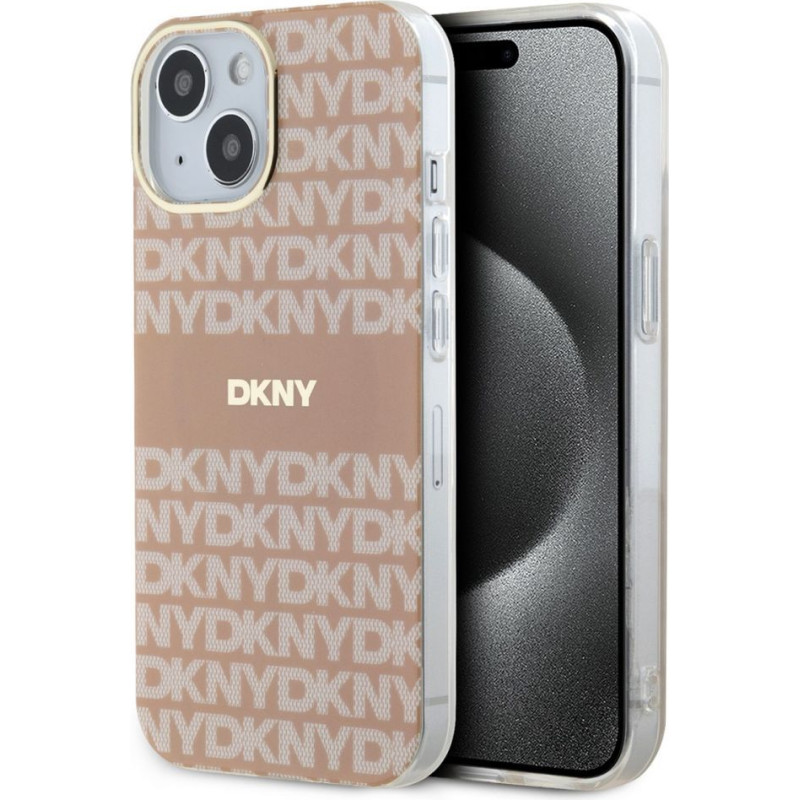 Dkny Aizmugurējais vāciņš DKNY Apple DKNY PC/TPU Repeat Pattern Tonal Stripe Magsafe Case for iPhone 15 Pink