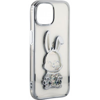Ilike Aizmugurējais vāciņš iLike Apple iPhone 15 Pro Silicone Case Print Desire Rabbit Silver