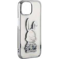 Ilike Aizmugurējais vāciņš iLike Apple iPhone 15 Pro Silicone Case Print Desire Rabbit Silver