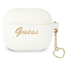 Guess Aizmugurējais vāciņš Guess Apple AirPods 3 cover Silicone Charm Heart Collection White