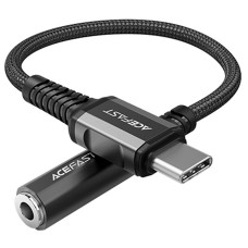 Acefast Kabelis Acefast  Acefast audio cable USB Type C - 3.5mm mini jack (female) 18cm, DAC, AUX black (C1-07 black)