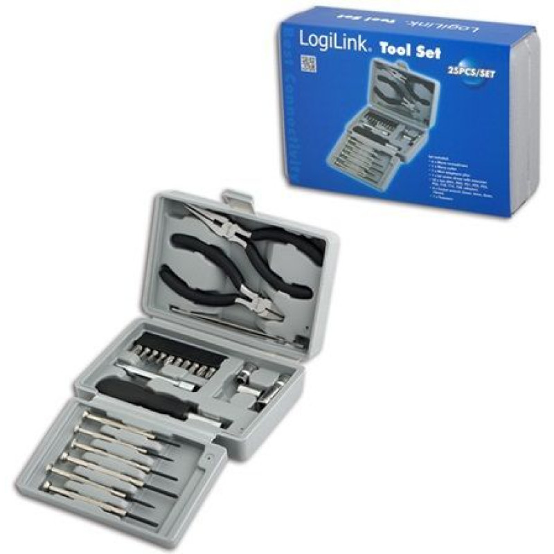 Logilink Serveru  - Citi piederumi Logilink  Tool Set, 25pcs Incl. transport boxThe set includes6x micro screwdrivers1x micro cutter1x mini telephone plier1x bit screwdriver with extension10x bits (PH1, PH2, PZ1, PZ2, PZ5, PZ6, T10, T15, T20, adaptor)4x s