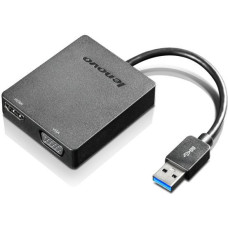 Lenovo Kabelis Lenovo  Universal USB 3.0 to VGA/HDMI Black, Adapter