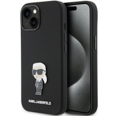 Karl Lagerfeld Aizmugurējais vāciņš Karl Lagerfeld Apple Karl Lagerfeld Silicone Ikonik Metal Pin case for iPhone 15 - black