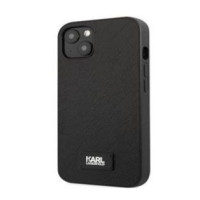 Karl Lagerfeld Aizmugurējais vāciņš Karl Lagerfeld Apple iPhone 13 Saffiano Plaque Case Black