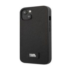 Karl Lagerfeld Aizmugurējais vāciņš Karl Lagerfeld Apple iPhone 13 Saffiano Plaque Case Black