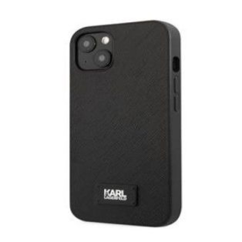 Karl Lagerfeld Aizmugurējais vāciņš Karl Lagerfeld Apple iPhone 13 Saffiano Plaque Case Black