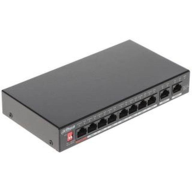 Dahua Nevadāms centrmezgls DAHUA  Switch||PFS3010-8GT-96|Desktop/pedestal|Rack|8x10Base-T / 100Base-TX / 1000Base-T|PoE ports 8|96 Watts|DH-PFS3010-8GT-96-V2