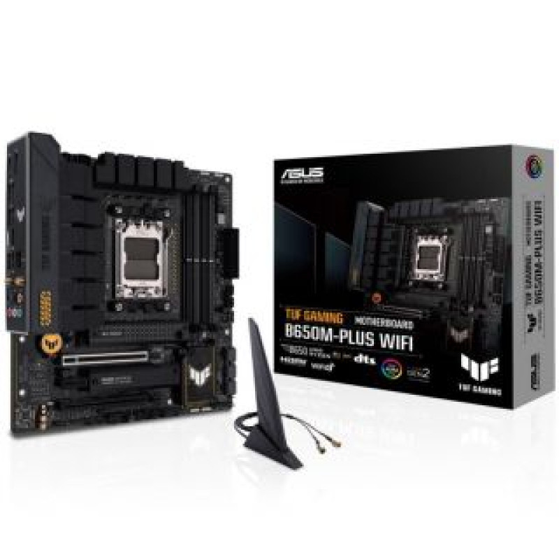 Asus Pamatplate AMD procesorsiem Asus  Mainboard||AMD B650|SAM5|MicroATX|Memory DDR5|Memory slots 4|1xPCI-Express 4.0 1x|1xPCI-Express 4.0 16x|2xM.2|1xHDMI|1xDisplayPort|4xUSB 2.0|3xUSB 3.2|1xUSB-C|1xRJ45|5xAudio port|TUFGAMB650M-PLUSWIFI