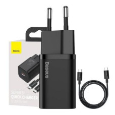Baseus Adapteris Baseus  Baseus Super Si Quick Charger 1C 25W with USB-C cable for USB-C 1m (black)