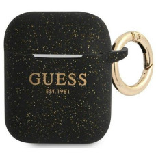 Guess Maciņš austiņām Guess Apple AirPods 1/2 cover Silicone Glitter Black