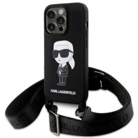Karl Lagerfeld Aizmugurējais vāciņš Karl Lagerfeld Apple iPhone 15 Pro Max 6.7 hardcase Crossbody Silicone Ikonik Black