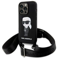 Karl Lagerfeld Aizmugurējais vāciņš Karl Lagerfeld Apple iPhone 15 Pro Max 6.7 hardcase Crossbody Silicone Ikonik Black
