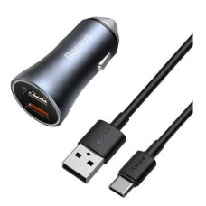 Baseus Auto lādētāji Baseus  Contactor Pro fast car charger 2x USB 40 W Quick Charge SCP FCP AFC + USB cable - USB Type C Grey